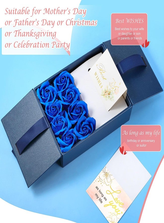 Resholder Valentine's Day Money Pull Box for Cash Gift Birthday Money Pull out Gifts with 8 Rose 2 Greeting Card 1 Light String for Mom Husband Wife Anniversary Christmas(Dark Blue) - Image 3